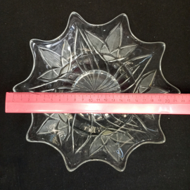 Ваза салатник стеклянная, под хрусталь, "Медуза", диаметр 22 см, СССР  . Картинка 6